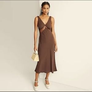 Women's Lace Detail Slip Midi Dress - Wild Fable Brown XL